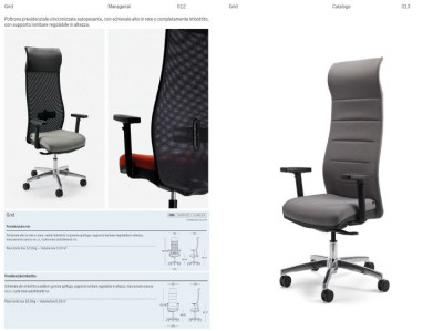 Poltrone ufficio Direzionali Grid Certificata UNI EN 1335 Tip.B - Classe 1IM